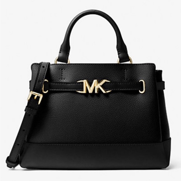 Michael Kors Reed Small Pebbled Leather Belted Satchel Crossbody - Picture 1 of 10